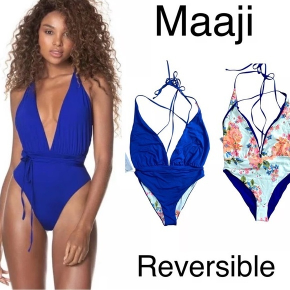 Maaji Blue Floral One Piece Swimsuit NWT
